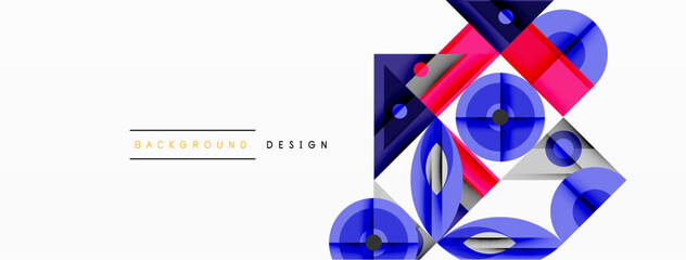 Aufkleber - Geometric abstract composition with intersecting shapes, circles, triangles, and gradients, blending vibrant colors and dynamic contrasts to create a modern, futuristic visual design
