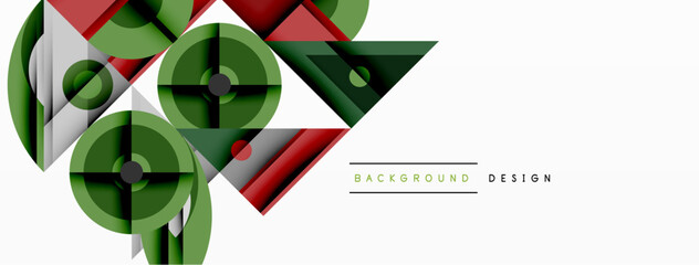 Aufkleber - Geometric abstract composition with intersecting shapes, circles, triangles, and gradients, blending vibrant colors and dynamic contrasts to create a modern, futuristic visual design