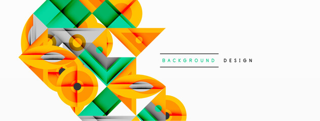 Fototapete - Dynamic geometric composition with sharp angles, circular forms, and gradient colors