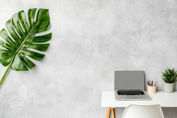 Poster - Minimalist Home Office Sanctuary Biophilic Workspace Design with Modern Ergonomics, Inspiring Productivity and Wellness in Urban Living Environments