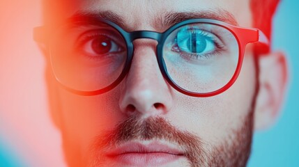 Poster - Immersive Tech Aesthetics Gen Z Professional in Bold Chromatic Portrait - Innovative Workplace Identity, Digital Persona and Creative Future Visualization