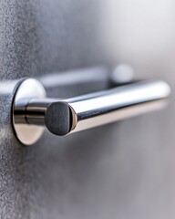 Poster - Minimalist Chrome Door Handle Sleek Architectural Hardware Design Showcasing Contemporary Precision Engineering for High-End Interior Spaces