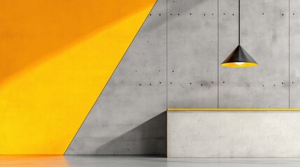 Leinwandbilder - Brutalist Minimalism Geometric Industrial Design with Bold Yellow Accent - Contemporary Workspace Aesthetic for Modern Corporate Branding and Architectural Innovation