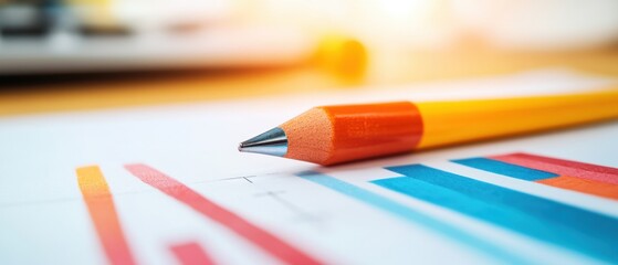 Leinwandbilder - Dynamic Financial Analytics Minimalist Workspace Visualization with Vibrant Graphing Pencils, Data Visualization and Strategic Business Insights for Digital Entrepreneurs