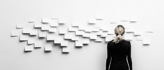 Fototapete - Minimalist Design Thinking Innovative Strategy Visualization with Monochrome Workspace - Creative Problem-Solving for Next-Gen Business Intelligence