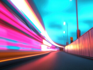 Fototapete - Neon Velocity Cyberpunk Urban Mobility Visualization - Innovative Transportation Design Capturing Digital Age Momentum and Smart City Dynamics