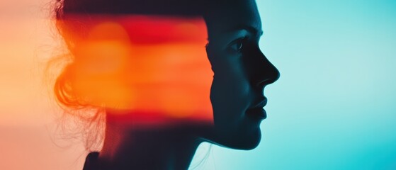 Poster - Neurotech Wellness Visualization Gradient Mind-Body Silhouette Exploring Cognitive Performance and Emotional Intelligence in Modern Digital Transformation