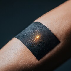 Aufkleber - Illuminated Wearable Tech Next-Gen Health Monitoring Patch Revolutionizing Personal Wellness with Sleek Minimalist Design and Advanced Sensor Diagnostics