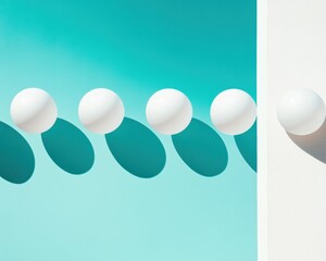 Poster - Minimalist Geometric Serenity Sphere Symmetry in Teal and White - Contemporary Design Visual for Brand Innovation and Creative Marketing Strategy