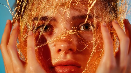 Poster - Neuroaesthetic Wellness Immersive Golden Neuroplasticity Portrait - Sensory Experience Mapping Gen Z Mental Health and Creative Embodiment