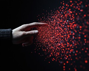 Aufkleber - Immersive Digital Disruption Human Interaction with Pixelated Data Transformation - Next-Gen AI Visualization and Interactive Tech Experience