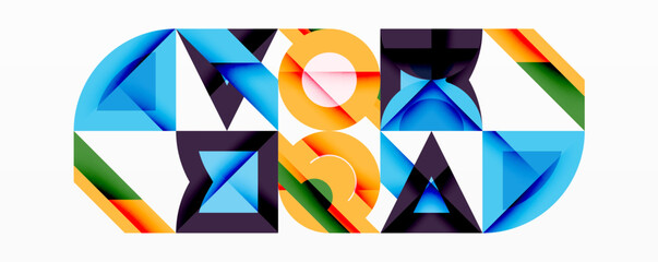 Aufkleber - Minimal geometric abstract background. Circle square and triangle design