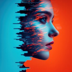 Poster - Cybernetic Emotional Intelligence Glitch Aesthetic Visualization of Digital Consciousness - Transformative Mental Health Technology for Gen Z Narratives