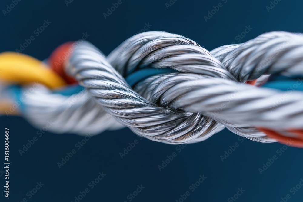 Picture of Foto de Stock Cybersecurity Cloud Resilience Industrial Metallic Cable ...