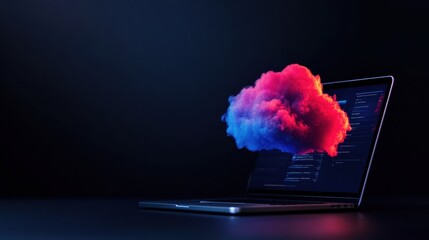 Fototapete - Quantum Cloud Innovation Futuristic Digital Visualization of Immersive Data Architecture with Vibrant AI-Powered Nebula for Next-Gen Tech Storytelling