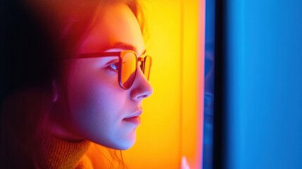 Poster - Chromatic Gen Z Profile Vibrant Neon Aesthetic Capturing Millennial Creative Identity in High-Contrast Digital Culture Visualization