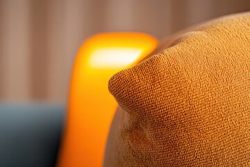Poster - Minimalist Comfort Design Warm Textural Ergonomics with Soft Fabric Detail and Ambient Glow - Ergonomic Workspace Innovation for Modern Professionals