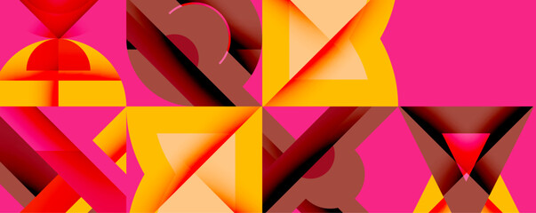 Aufkleber - Minimal geometric abstract background. Circle square and triangle design