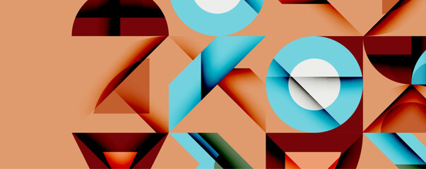 Aufkleber - Minimal geometric abstract background. Circle square and triangle design