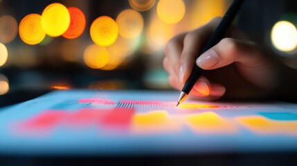 Fototapete - Dynamic Digital Analysis AI-Powered Data Visualization with Immersive Interactive Touchscreen Charting - Next-Gen Business Intelligence for Tech-Driven Insights