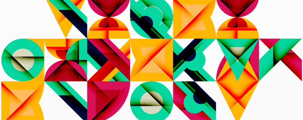 Aufkleber - Minimal geometric abstract background. Circle square and triangle design