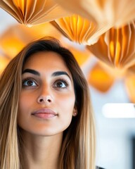 Aufkleber - Geometric Inspiration Dynamic Golden Origami Workspace - Millennial Professional Creativity, Contemporary Design and Mindful Ambient Styling