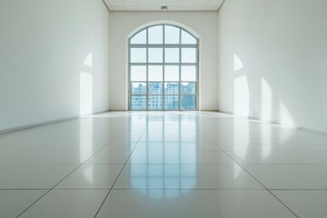 Aufkleber - Minimalist Urban Workspace Luminous Architectural Sanctuary with Panoramic City Views - Innovative Design for Flexible Modern Productivity