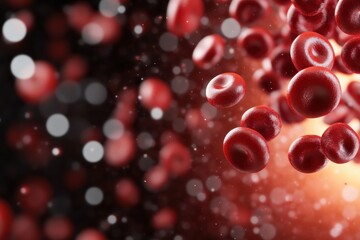 Fototapete - Viral Dynamics Unveiled Immersive 8K Medical Visualization of Red Blood Cells in Micro-Perspective - Cutting-Edge Healthcare Innovation and Research Imaging
