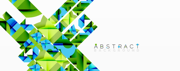Aufkleber - Abstract geometric composition with interlocking circular and angular shapes, featuring smooth gradients and sharp contrasts on a white background