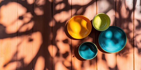 Aufkleber - Mindful Color Theory Vibrant Ceramic Vessels Casting Organic Shadows - Contemporary Design Palette for Wellness Branding and Creative Lifestyle Content