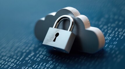 Aufkleber - Quantum-Inspired Cloud Security Innovation Metallic Padlock Safeguarding Digital Infrastructure with Advanced Cybersecurity Encryption Technologies