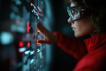 Leinwandbilder - Cybersecurity Insights Next-Gen Digital Guardian Analyzing Encrypted Data Streams with Cutting-Edge AR Visualization for Enterprise Tech Innovation