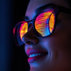 Fototapete - Neon-Fueled Cybersecurity Vision Dynamic Digital Professional Embracing Tech Innovation with Vibrant Confidence and Next-Gen Visual Intelligence