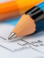 Aufkleber - Minimalist Financial Planning High-Resolution Pencil Macro on Business Document - Creative Productivity and Strategic Analysis for Modern Professionals