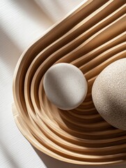 Aufkleber - Minimalist Zen Harmony Sculptural Organic Forms in Neutral Palette - Mindful Design Exploring Texture, Balance, and Contemporary Spatial Aesthetics