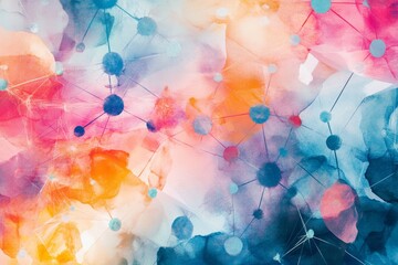 Wall Mural - a colorful painting of a network of dots and lines
