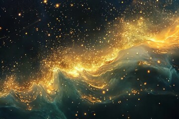 Wall Mural - a galaxy with a bright yellow line in the middle