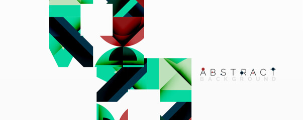 Aufkleber - Abstract geometric composition with interlocking circular and angular shapes, featuring smooth gradients and sharp contrasts on a white background