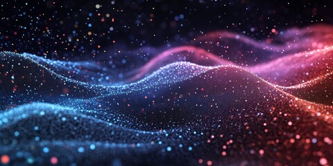 Wall Mural - a colorful, abstract image of a mountain range with blue, red, and purple hues