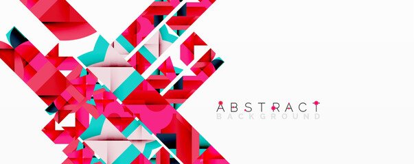 Aufkleber - Abstract geometric composition with interlocking circular and angular shapes, featuring smooth gradients and sharp contrasts on a white background