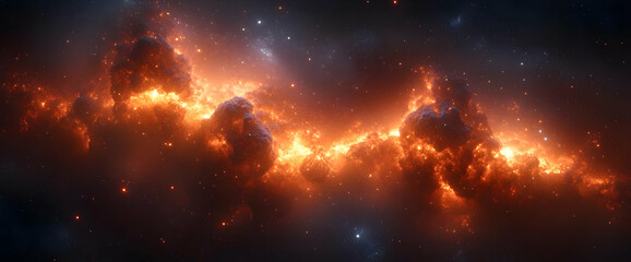 Wall Mural - vibrant orange nebula in deep space
