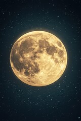 Wall Mural - ethereal full moon shining brightly in the dark starry night sky celestial beauty and lunar glow ast