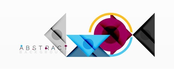 Aufkleber - Abstract geometric composition with intersecting triangles, circles, and gradients, creating a dynamic layered pattern with depth and contrast