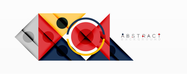 Aufkleber - Abstract geometric composition with intersecting triangles, circles, and gradients, creating a dynamic layered pattern with depth and contrast