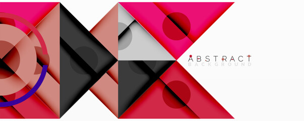 Aufkleber - Abstract geometric composition with intersecting triangles, circles, and gradients, creating a dynamic layered pattern with depth and contrast