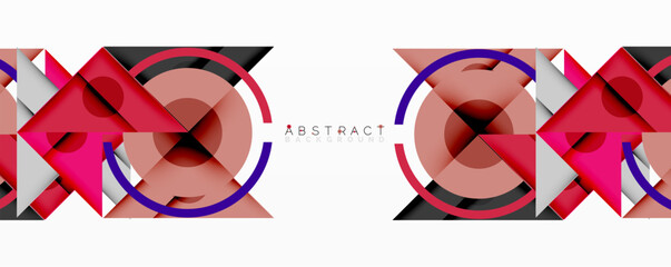Leinwandbilder - Abstract geometric composition with intersecting triangles, circles, and gradients, creating a dynamic layered pattern with depth and contrast