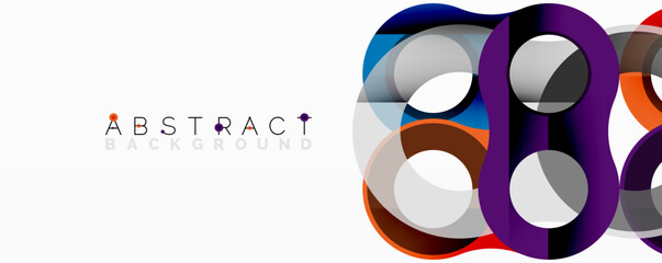 Fototapete - Abstract circle element composition with overlapping circular and tubular shapes featuring smooth gradients, transparency effects, and dynamic layering