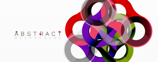 Fototapete - Abstract circle element composition with overlapping circular and tubular shapes featuring smooth gradients, transparency effects, and dynamic layering