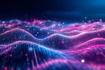 Wall Mural - a computer generated image of a purple and blue landscape with a lot of sparkles. the image has a dr