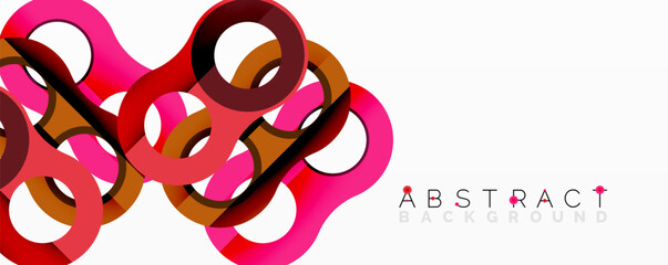 Fototapete - Abstract circle element composition with overlapping circular and tubular shapes featuring smooth gradients, transparency effects, and dynamic layering